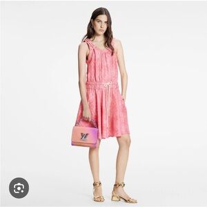 LOUIS VUITTON | ✨NEW✨ Monogram Printed Silk Sleeveless Mini Dress in Pink